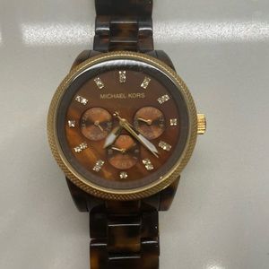 Michael Kors Tortoise & Gold Watch